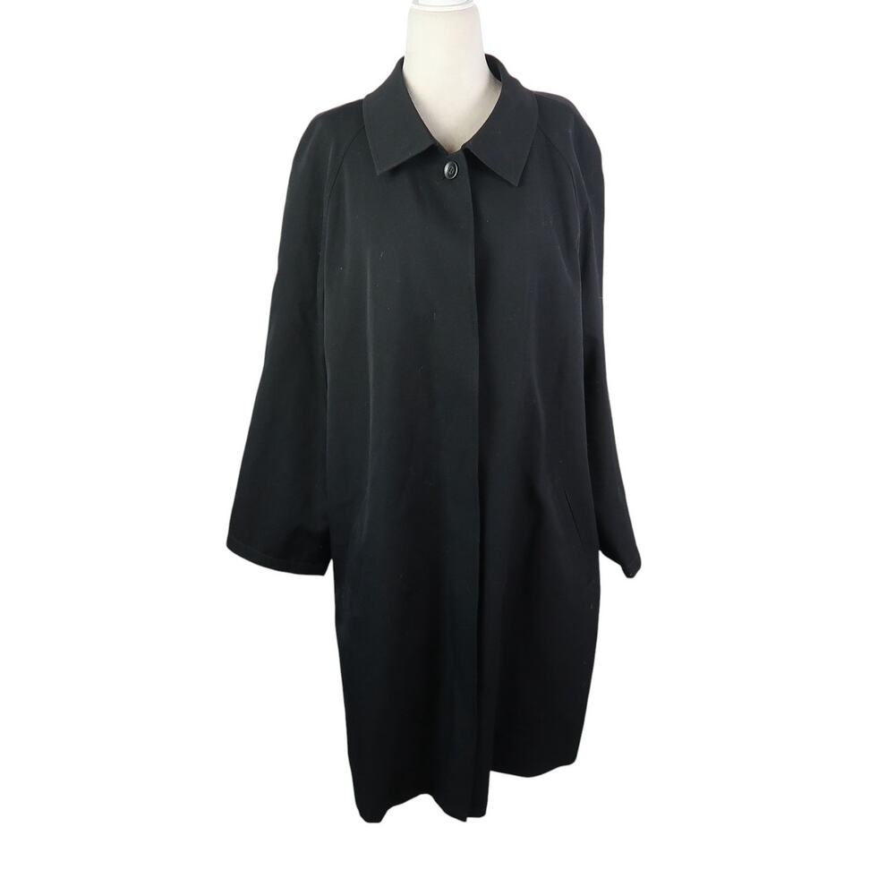 Vintage 90s Sanyo Black Wool Trench Coat Mid-Length L